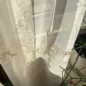 Elegant Cream Embroidered Shear Curtains